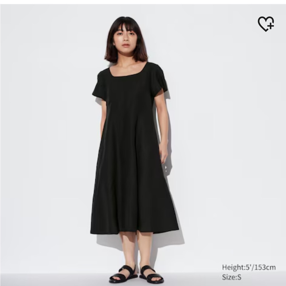 Uniqlo linen blend square neck dress